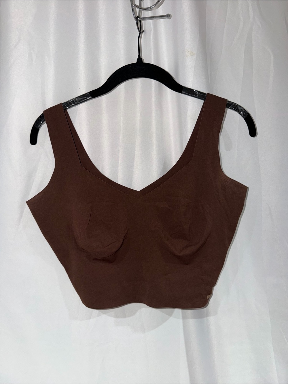 SKIMS Chocolate Brown Scoop V-Neck Longline Bralette Molded Cup Top 2XL Fitted